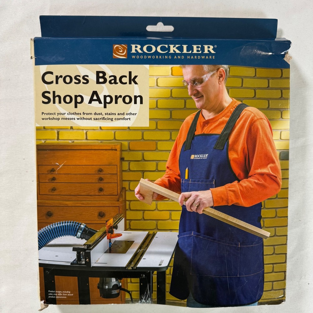 Rockler Cross Back Shop Apron 14oz Canvas Tool Pockets Adjustable Woodworking